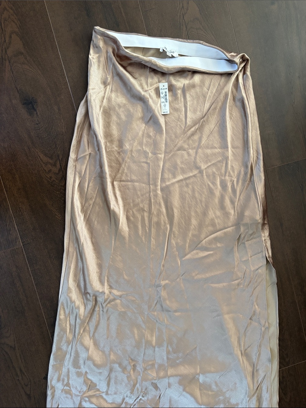 Madewell Rose Gold Satin Slip Skirt